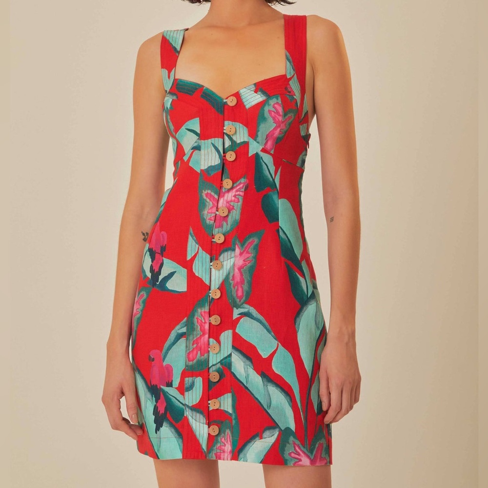 Farm Rio Red Foliage Mini Dress, XL